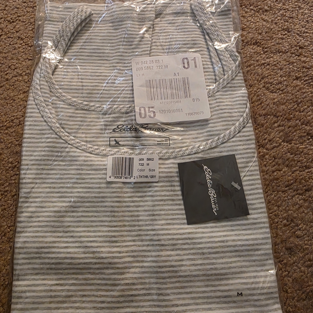 Eddie Bauer Gray and White Striped Cotton Camisole